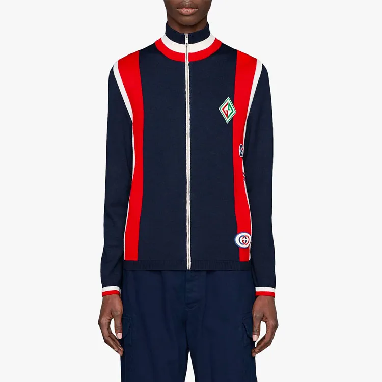 GUCCI Logo Appliqued Striped Wool Sweater-1