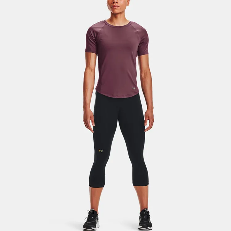Under Armour RUSH Raglan Sleeve T Shirt Women's Gray Mist Purple-2