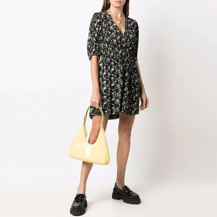 GANNI Short-Sleeved Dresses Women's Black-2