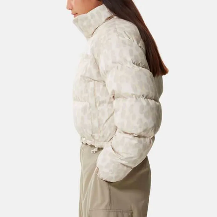 THE NORTH FACE Women'ss Printed Nuptse 700 Fill Short Jacket Silver Grey Leopard Print-5