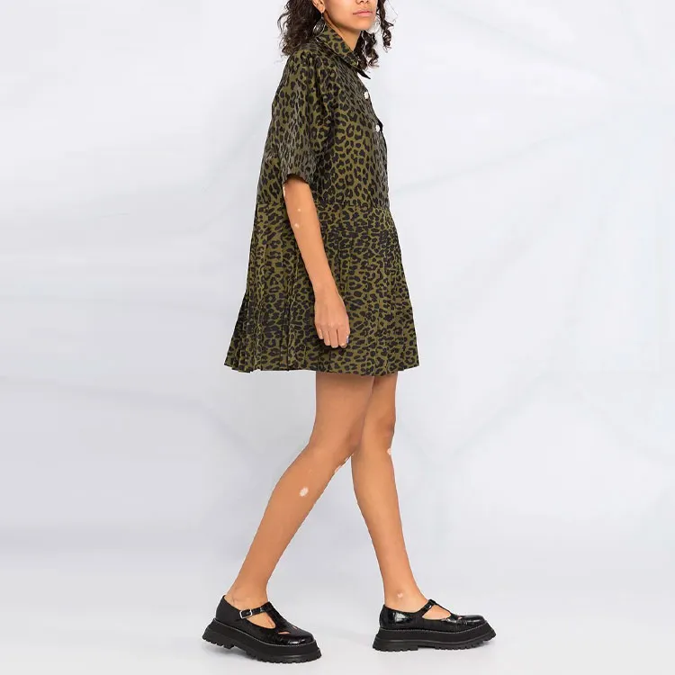 GANNI Short-Sleeved Dresses Women's Green-1