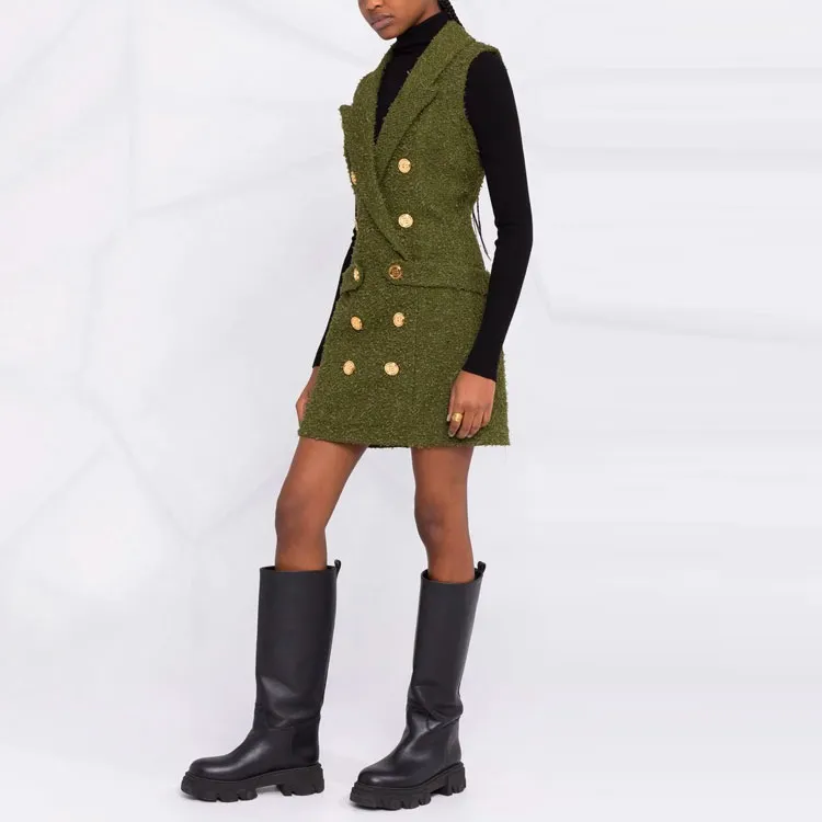 BALMAIN Sleeveless Dress Women's Green-4