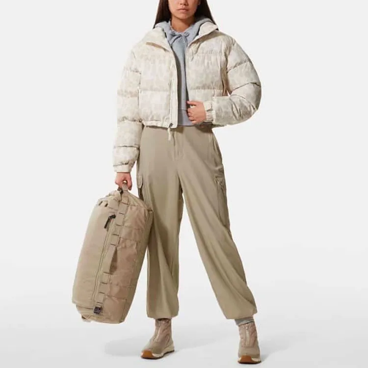 THE NORTH FACE Women'ss Printed Nuptse 700 Fill Short Jacket Silver Grey Leopard Print-3