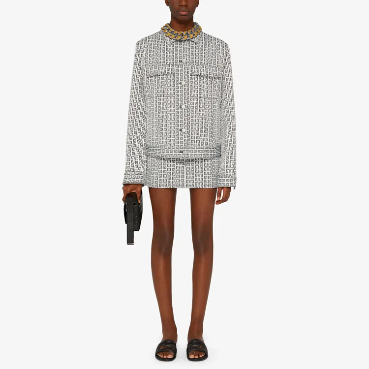 Givenchy 4G Jacquard Denim Effect Jacket 'Black/White'-1