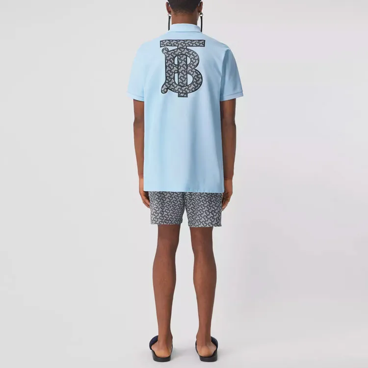 Burberry Polo Shirts Men Light Blue-3