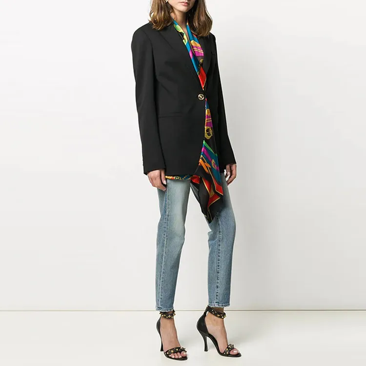 VERSACE Tailored Scarf Blazer Jacket 'Black'-3