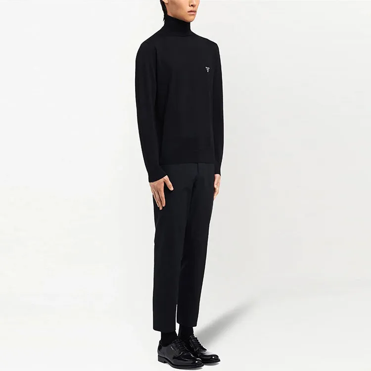 PRADA Logo Fine Knit Turtleneck Jumper-3