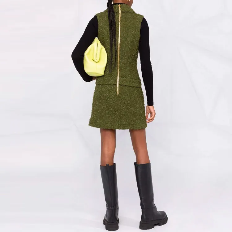 BALMAIN Sleeveless Dress Women's Green-3
