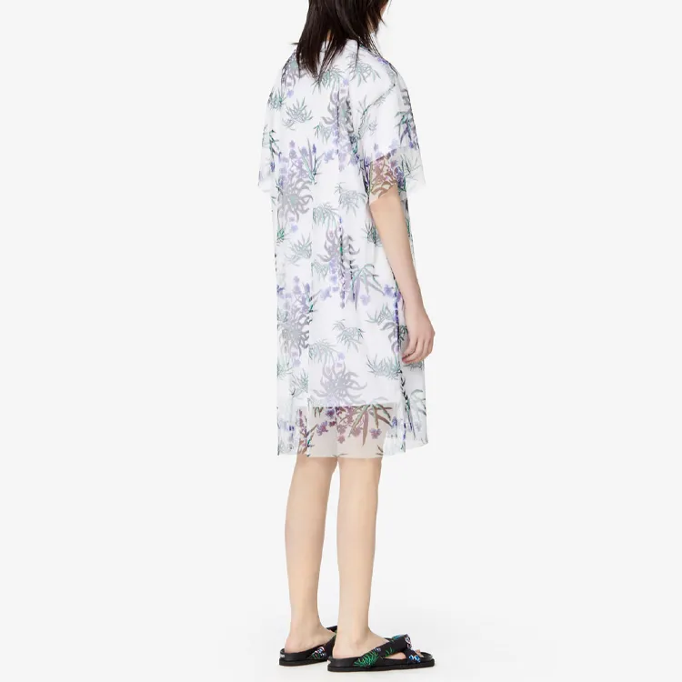 KENZO Letter Logo Short Sleeved Dresses Women's White-4
