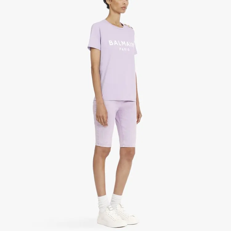 BALMAIN T-Shirts Women's Light Purple-4