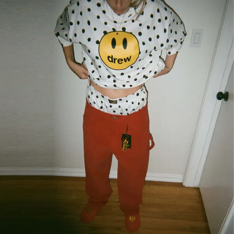 Drew House Smiley Collection Casual Pants Unisex Red Red-4