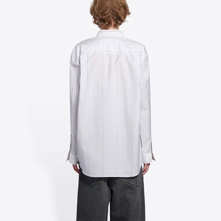 Balenciaga Logo Printed Pinstripe Shirt-3