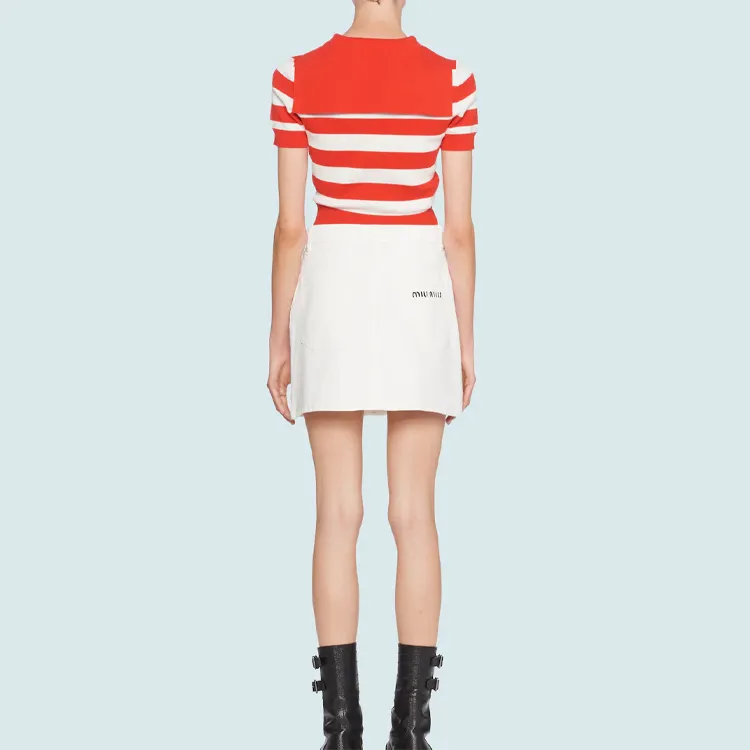 MIU MIU Denim Short Skirts Women's White-3