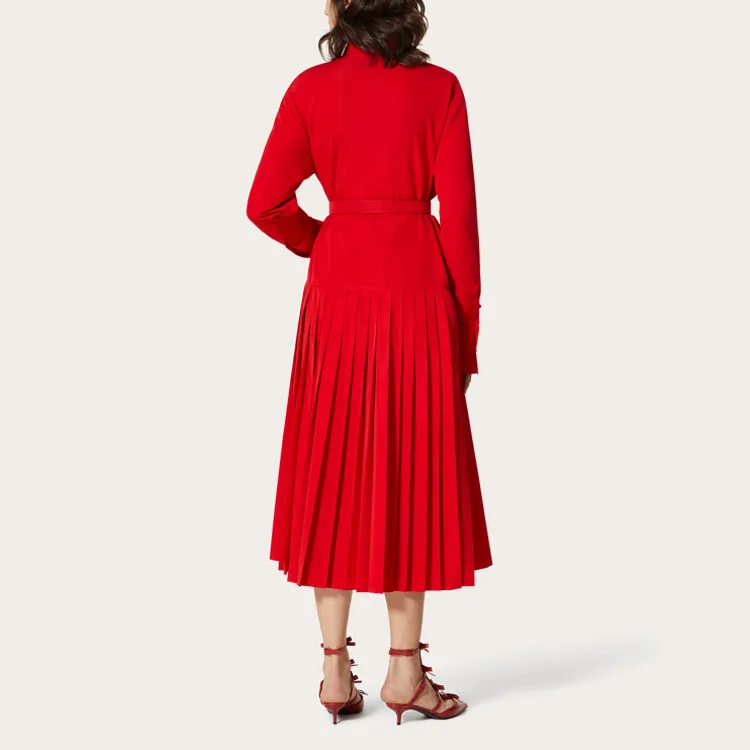 Valentino FW21 Long Sleeved Dress Women's Red-2