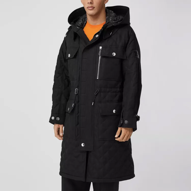 Burberry Detachable Hood Quilted Ramie Cotton Parka-1