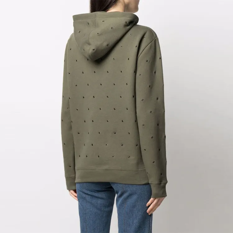 SAINT LAURENT Eyelet embellished Hoodie-2