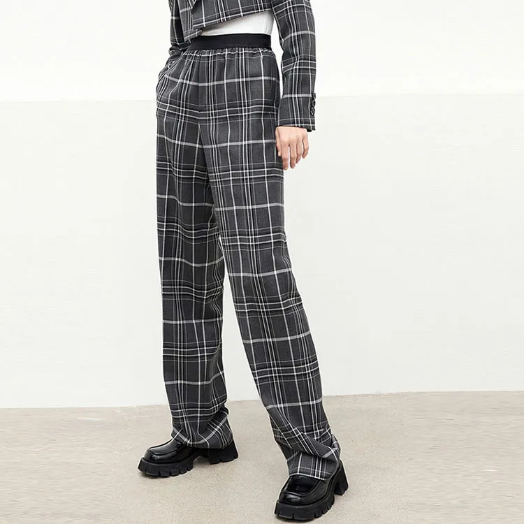KIMHEKIM Casual Pants Women's Gray Brown-5
