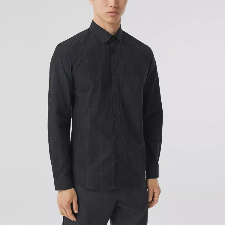 Burberry Shirt Men's Dark Charcoal Gray-2