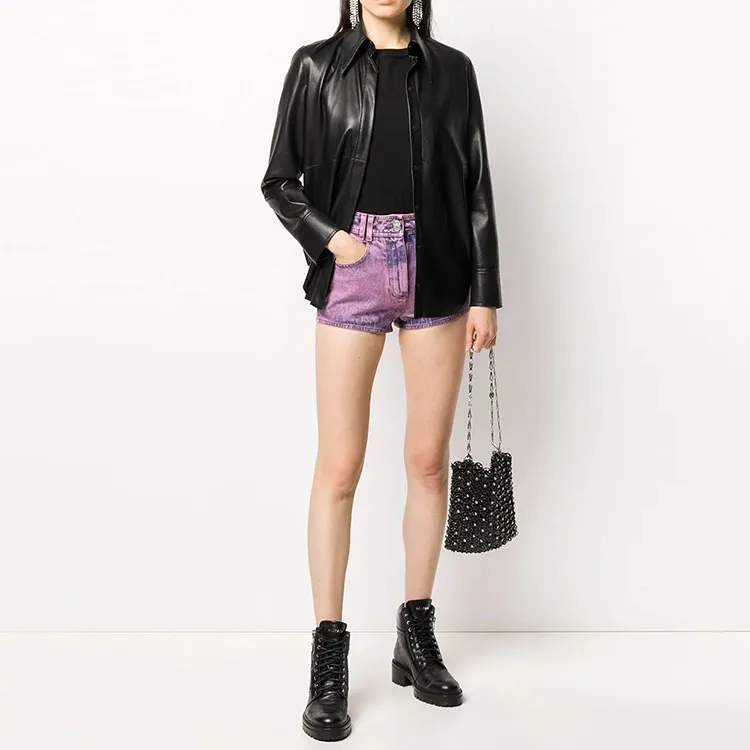 BALMAIN Denim Shorts Women's Purple-3