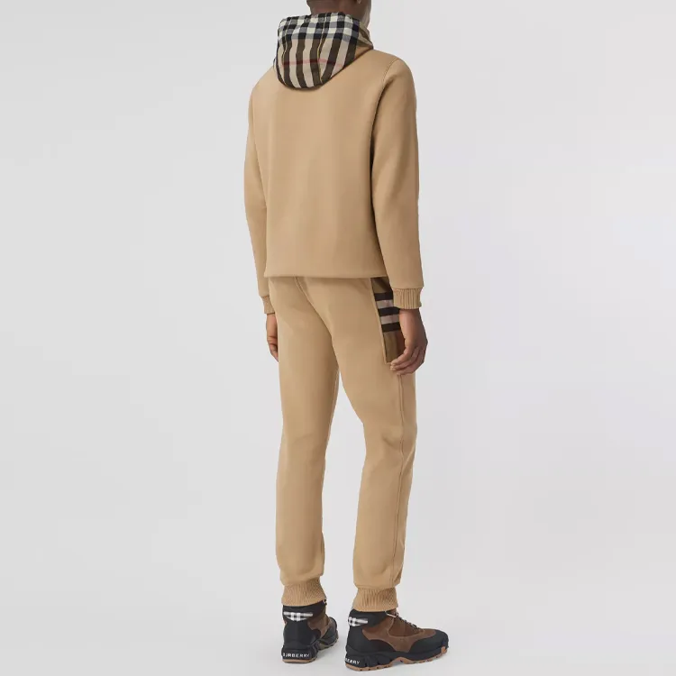 Burberry Check Panel Cotton Blend Jogging Pants-2