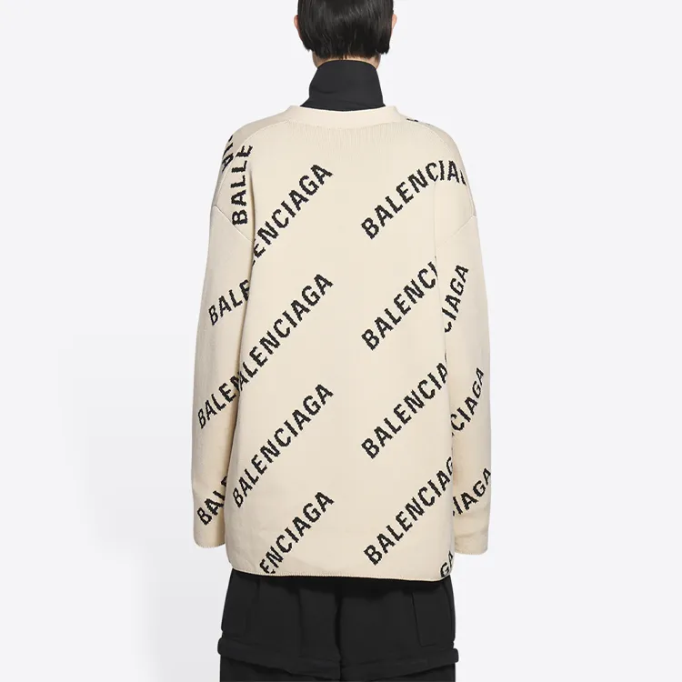 Balenciaga Oversize Cardigan 'Chalky White/Black'-4