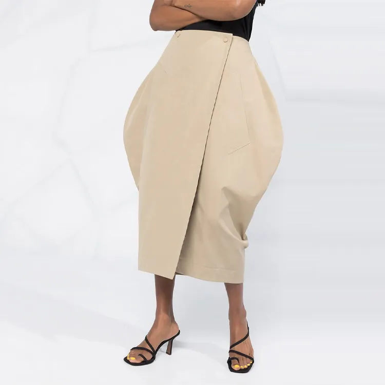 Bottega Veneta Casual Long Skirts Women's Khaki-4