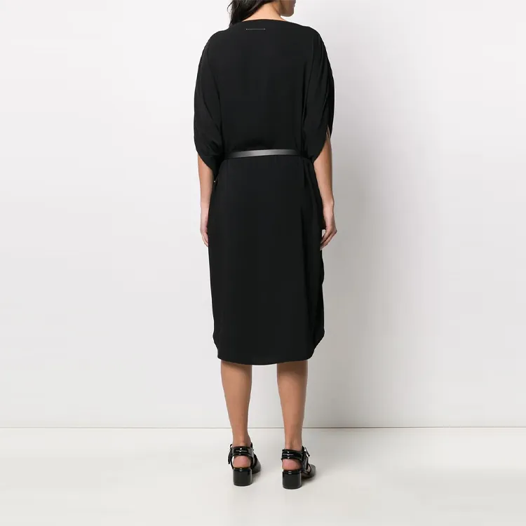 MM6 Maison Margiela Belted Draped Midi Dress-2