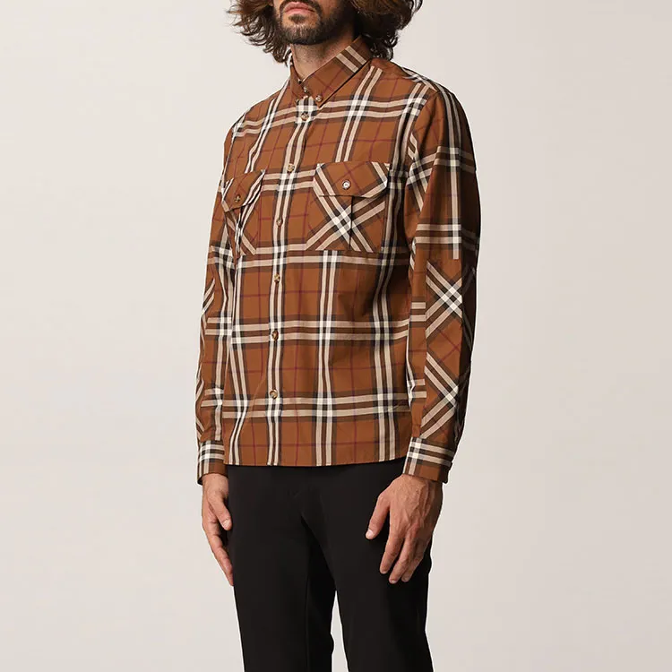 Burberry Shirts Men Brown-4