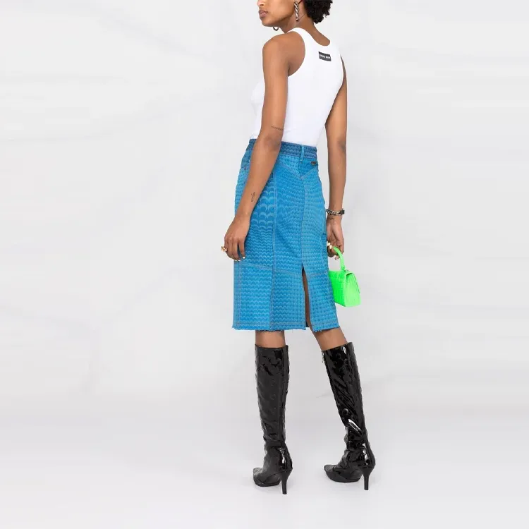 Marine Serre Denim Short Skirts Women's Blue-3