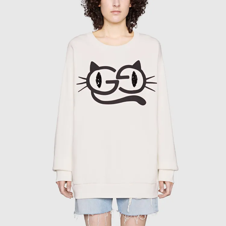 GUCCI Cat Eyes print Bead embellished Sweatshirt-3