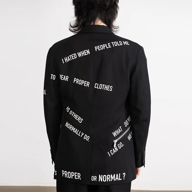 Yohji Yamamoto Slogan pattern Lambswool Blazer-4