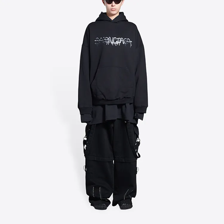 Balenciaga Women's Slime Wide Fit Hoodie Black-2