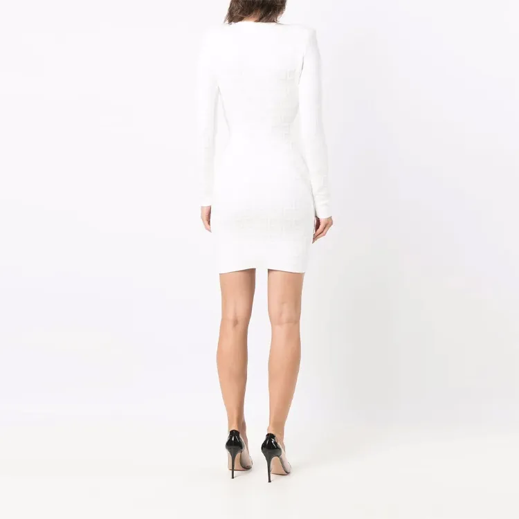 Elisabetta Franchi FW21 Knitted Fabric Dress White-2