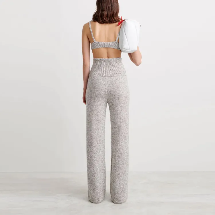 OFF WHITE Ribbed Hem Knitted Pants-3