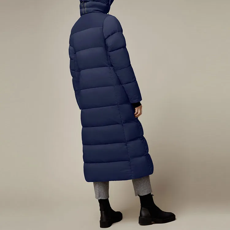 Canada Goose Armstrong Series Solid Color Hooded Long Down Jacket Women's Cerulean Ocean Blue-4