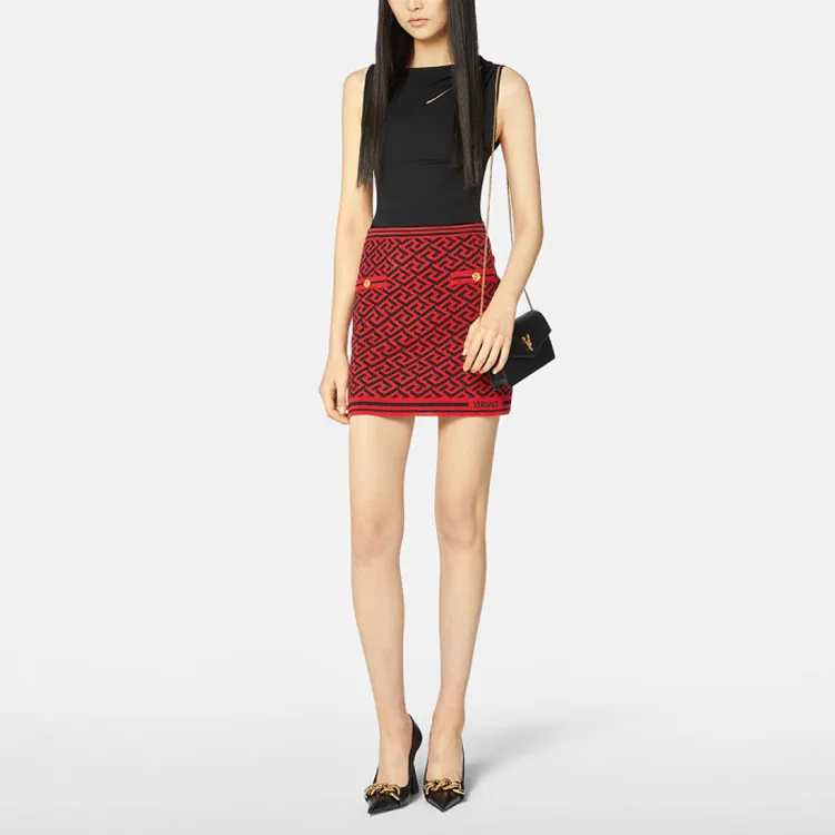 VERSACE Casual Short Skirts Women's Red-1