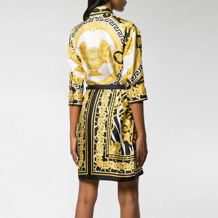 VERSACE Long-Sleeved Dresses Women's Yellow-3