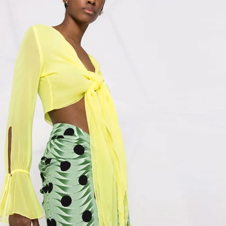 Blumarine Crop Tops Women's Yellow-4