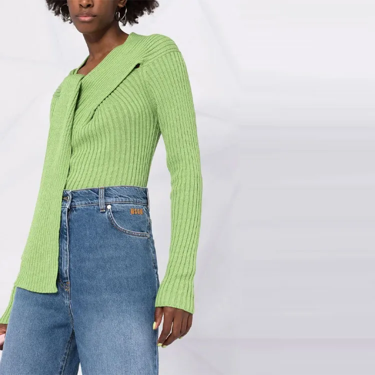 MSGM Ribbed knit Knot detail Top-3