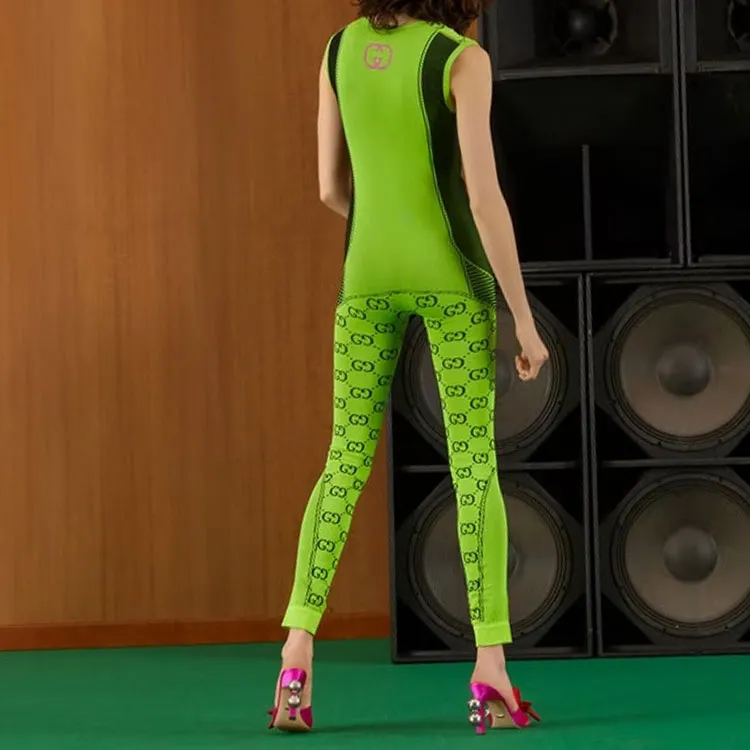 GUCCI Jacquard Gg Pattern Jersey Jumpsuit-4