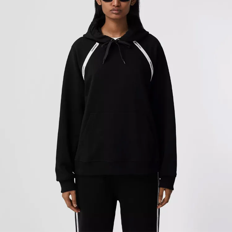 Burberry Logo Tape Hoodie 'Black'-5