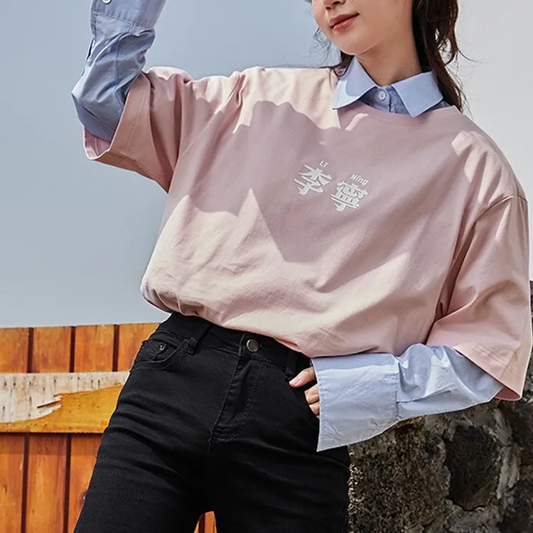 LiNing Sports Fashion Collection T Shirt Unisex Light Pink Red-4