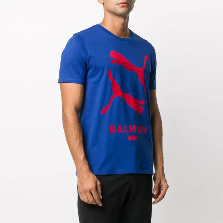 Puma X BALMAIN T-Shirts Unisex Blue-2