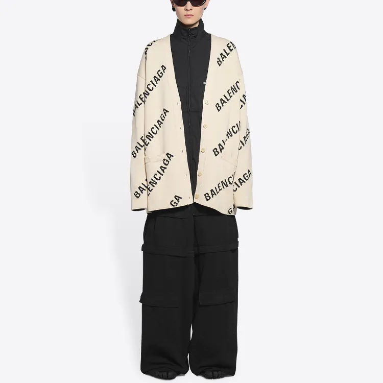 Balenciaga Oversize Cardigan 'Chalky White/Black'-2