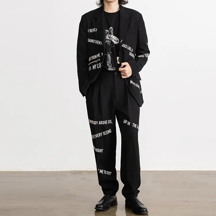 Yohji Yamamoto Slogan pattern Lambswool Blazer-3