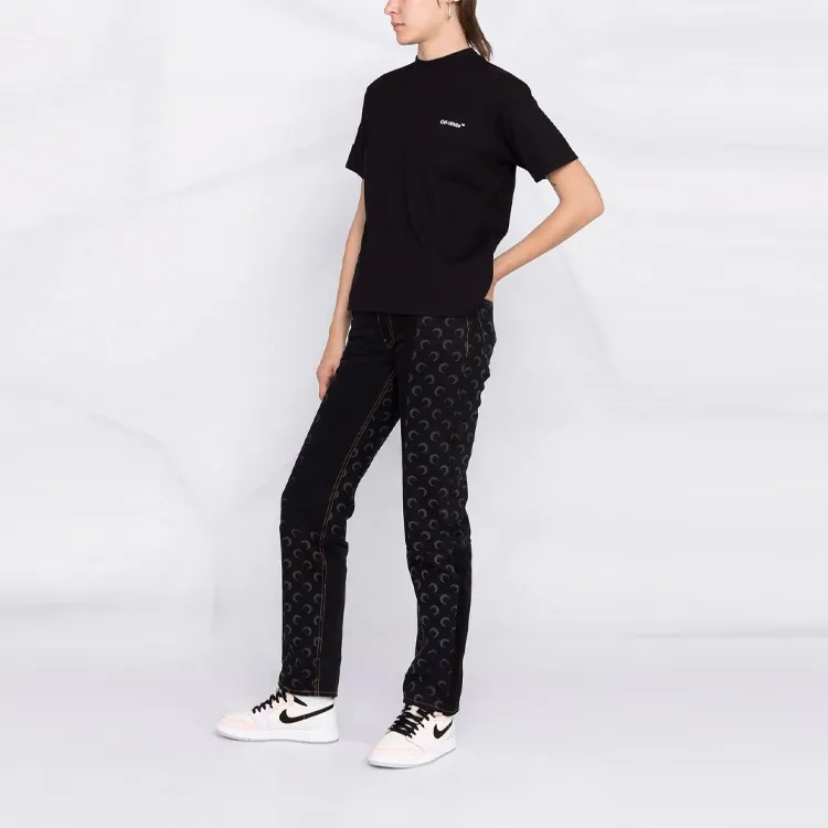 OFF WHITE Women'ss Diag Stripe T Shirt Black/White-3