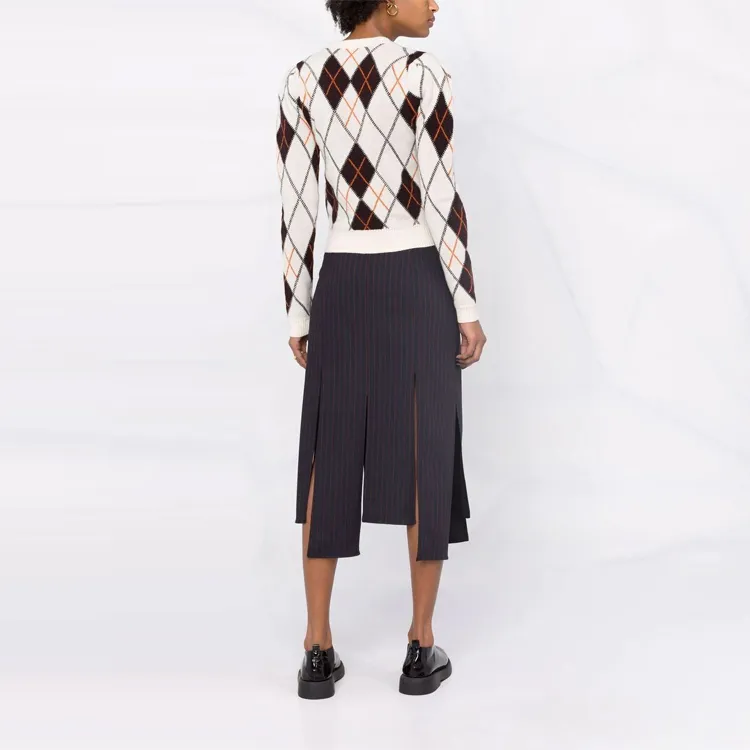 GANNI Stripe Midi Skirt 'Sky Captain'-2