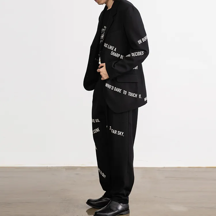 Yohji Yamamoto Slogan pattern Lambswool Blazer-5