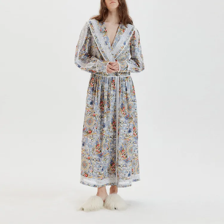 EENK Long-Sleeved Dresses Women's Lavender-6