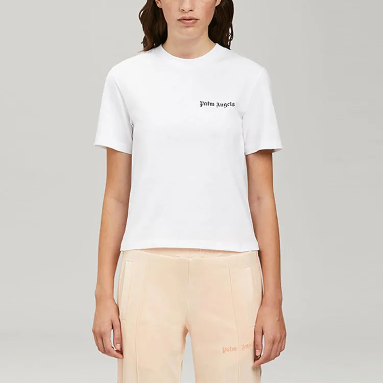 PALM ANGELS Women'ss Logo Fitted T Shirt White/Black-2